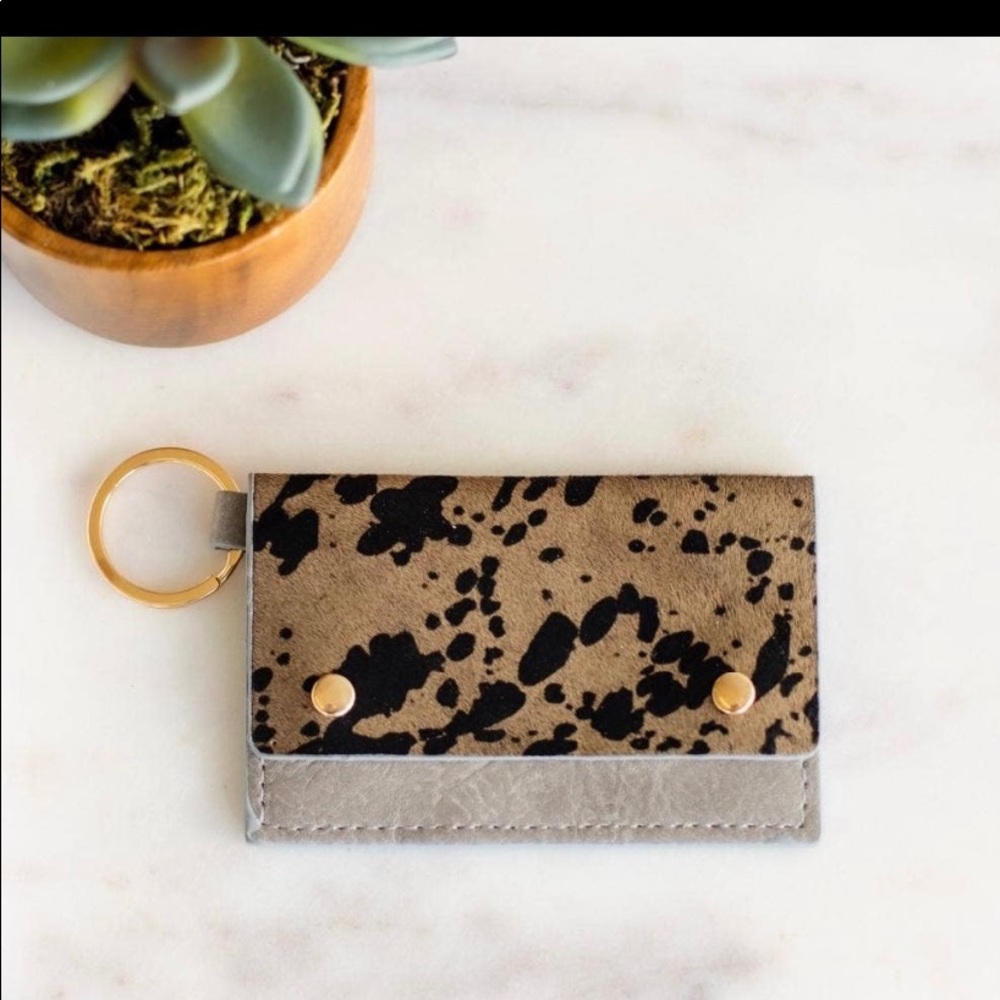 Lexie Leather Cardholder with Snap- Brown Cow